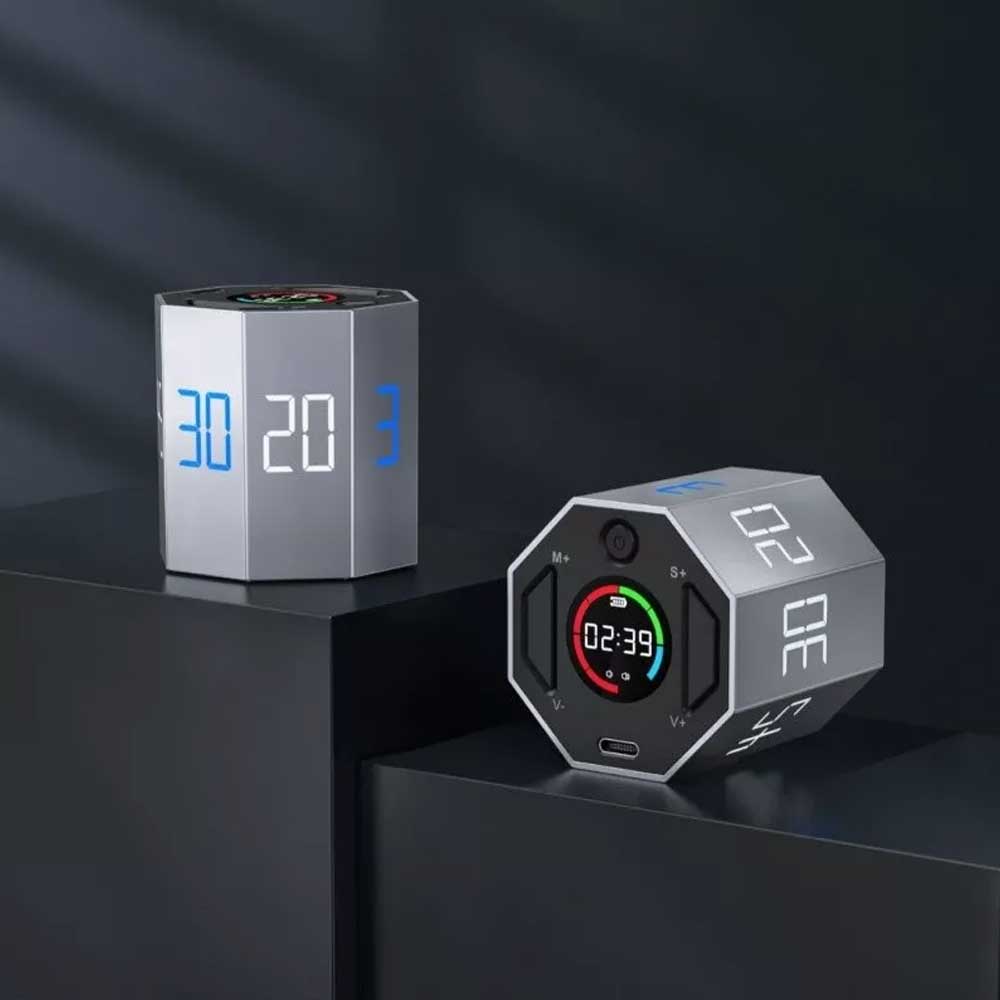 Eight-sided Visual Magnetic Timer Alarm Digital Cube Timer Square Study Kitchen