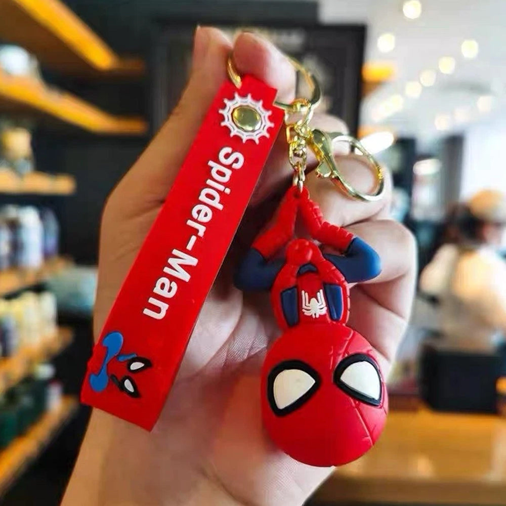 Spider-Man Cartoon Keychain – 3D Figure Keyring, Bag Clip Gift Set for Fans