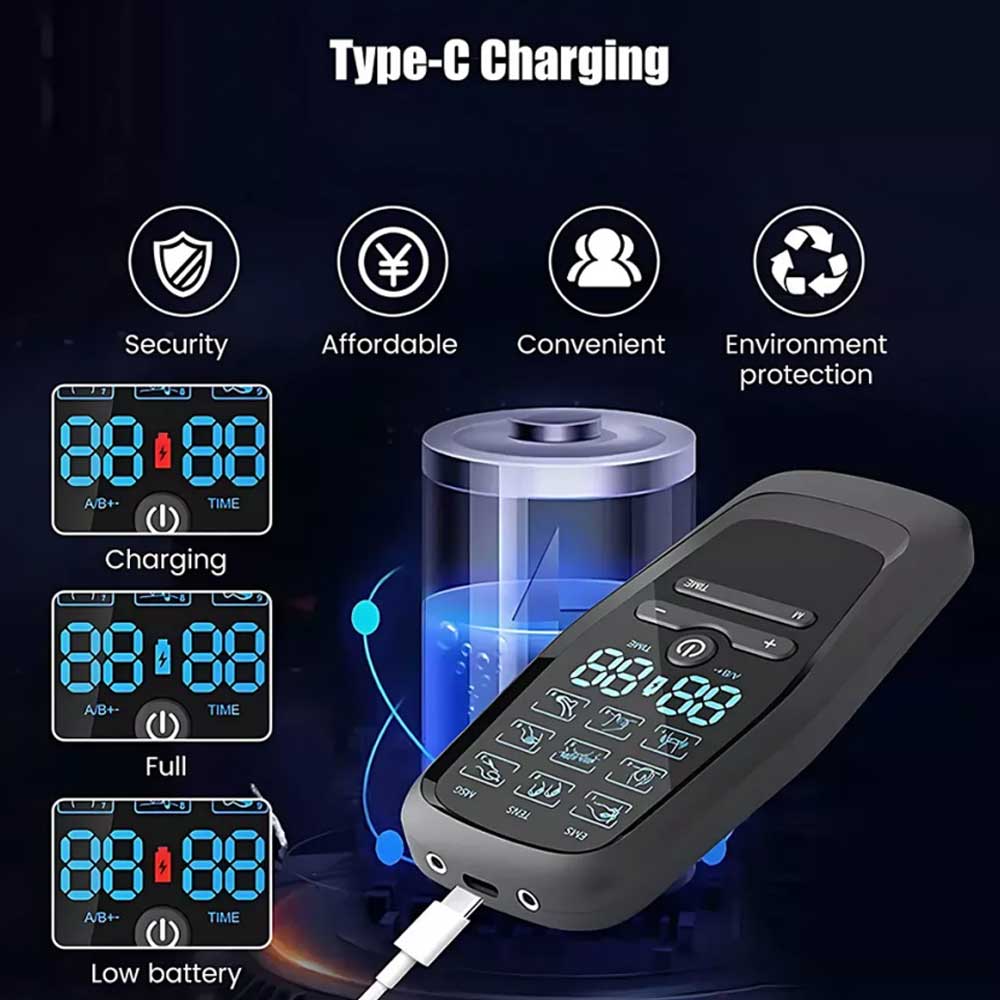 Electrical Massager Tens Machine Unit Back Pain Therapy Pulse Muscle Stimulator