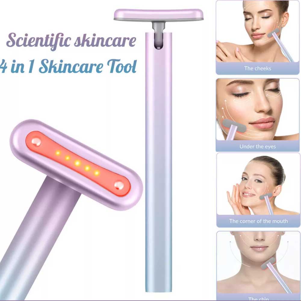 4 in 1 Facial Wand LED Red Light Therapy Face & Neck Skin Care & Beauty Massager