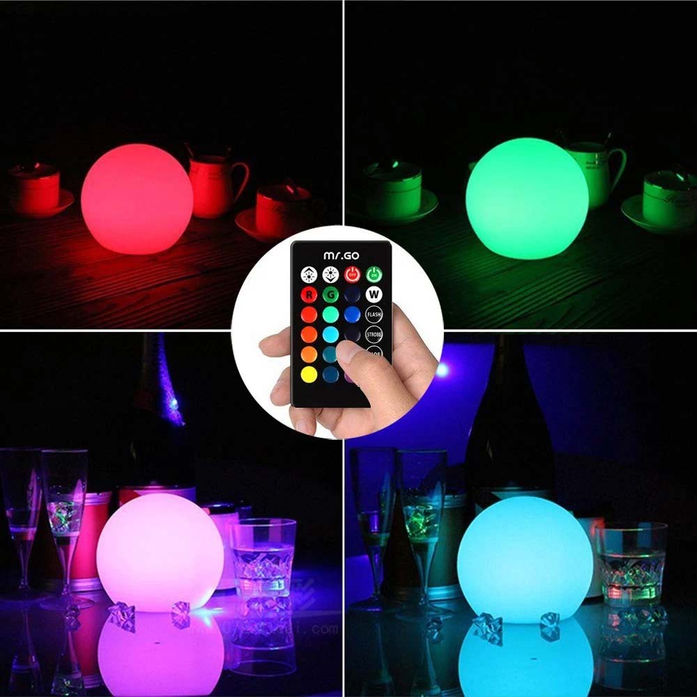 RGB LED Globe Light 15CM - 16 Colors Remote Control Mood Lamp, IP65 Waterproof