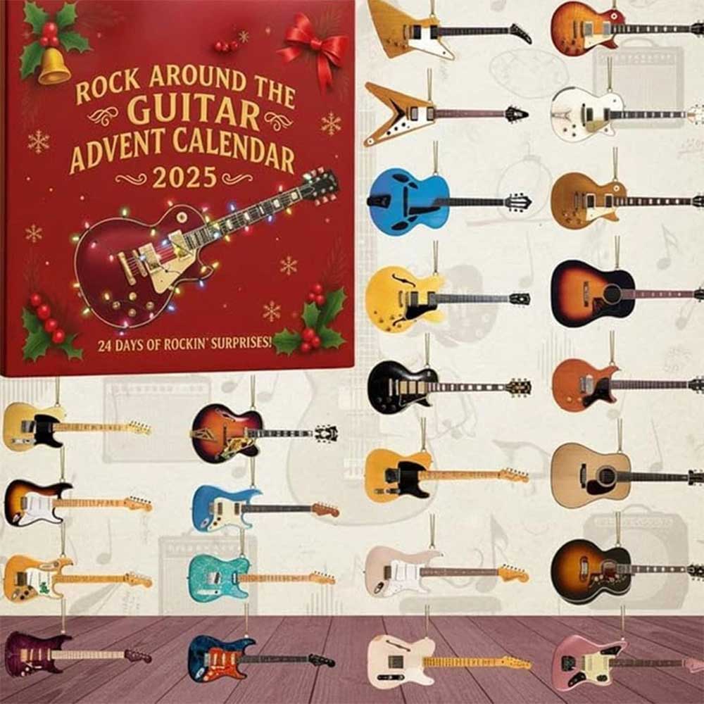 2025 Rock 'n' Roll Guitar Advent Calendar - 24 Days of 2D Flat Acrylic Guitar Ornaments