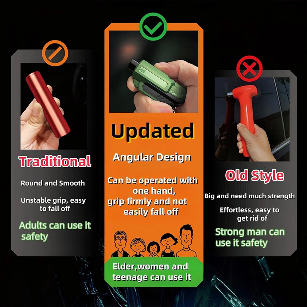 3-Pack Emergency Hammer – Car Window Breaker & Seatbelt Cutter Keychain Tool