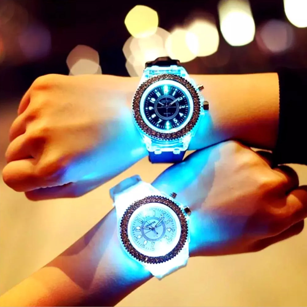 Men's Watch Teenage Women's Watch Crystal Quartz Bracelet with LED Illumination