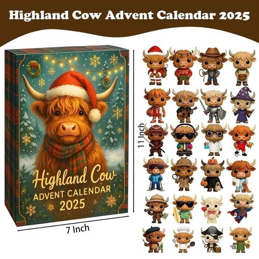 2025 Highland Cow Advent Calendar - 24 Days of Adorable 2D Surprises & Christmas Countdown