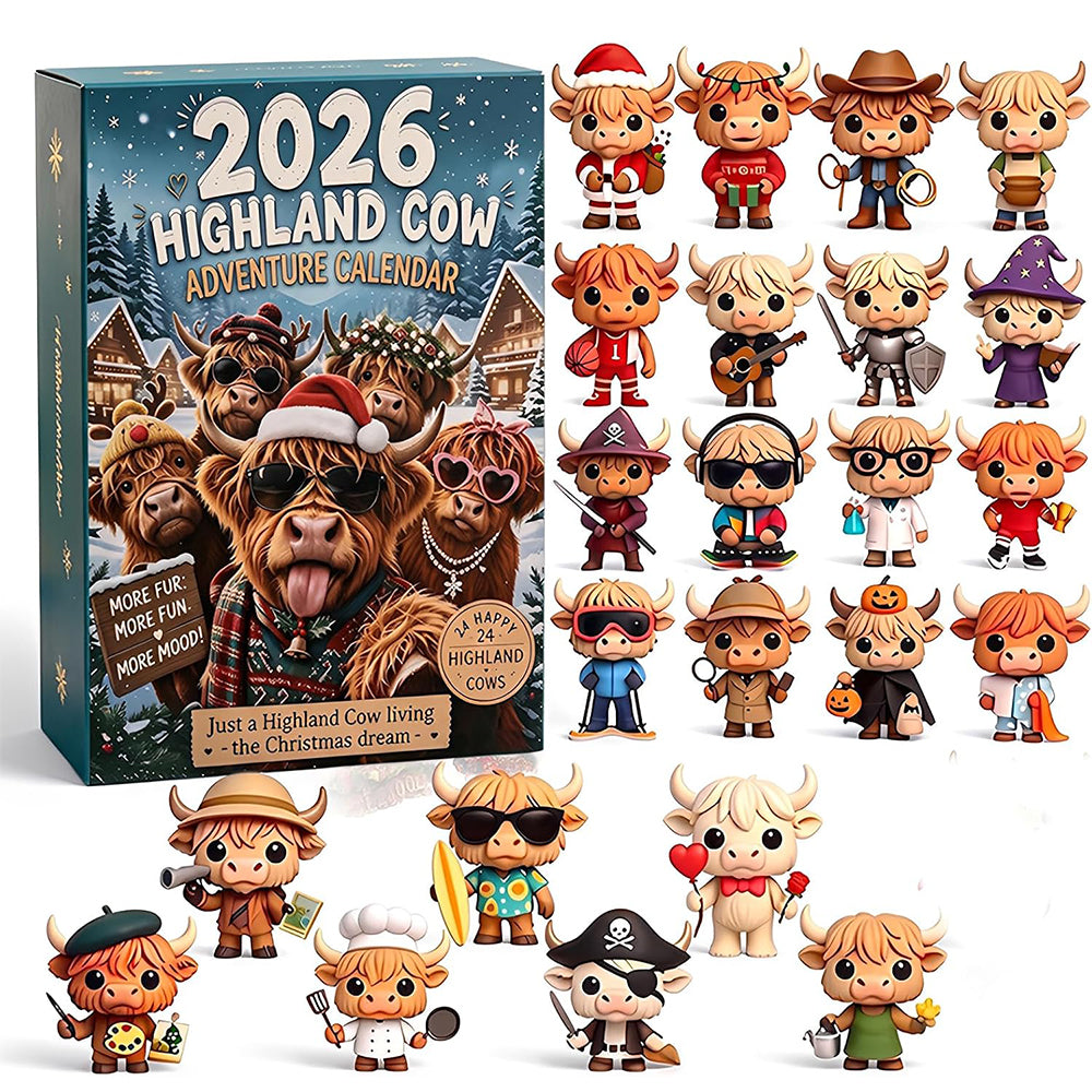 3D Highland Cow Advent Calendar 2026 – 24-Day Christmas Countdown with Figures