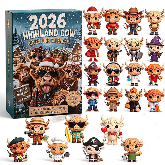 3D Highland Cow Advent Calendar 2026 – 24-Day Christmas Countdown with Figures