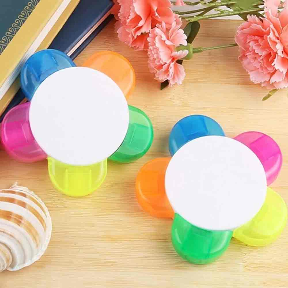 5-in-1 Flower Shaped Highlighter – Novelty Multi-Colored Stationery Art Pen for Craft