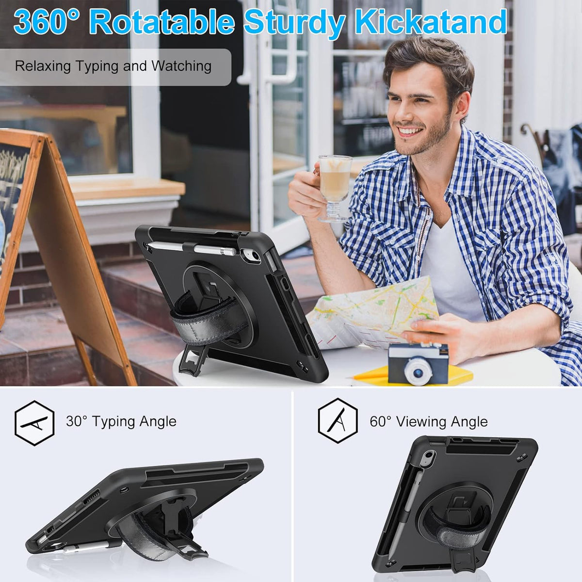 Rugged Shockproof Outdoor Case for iPad Air 13‘’ M3（2025）with Pencil slot- Military Grade All-Round Protective Cover