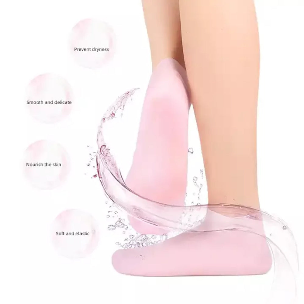 2Pairs Silicone Foot Care Socks Moisturizing Gel Socks Elastic Cracked Skin Care