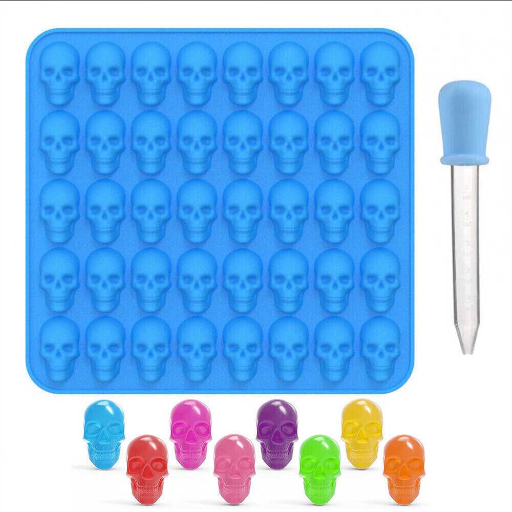 40 Cavity Jelly Mold Gummy Candy Mould Ice Tray Silicone Halloween Skull