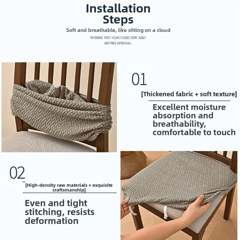 Dining Chair Slipcover – Stretch Jacquard Washable Removable Seat Cover