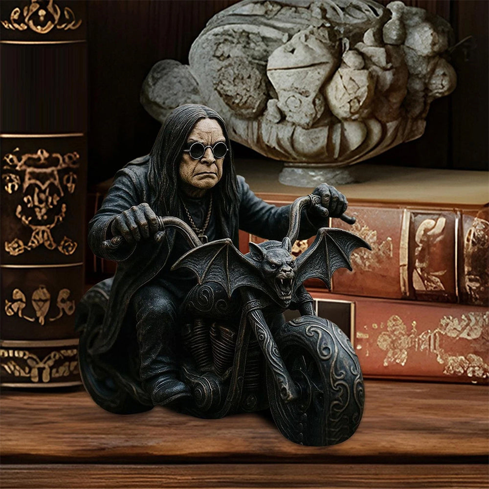 Retro Ozzy Motorcycle Rider Statue Figurine Desk Fans Decor