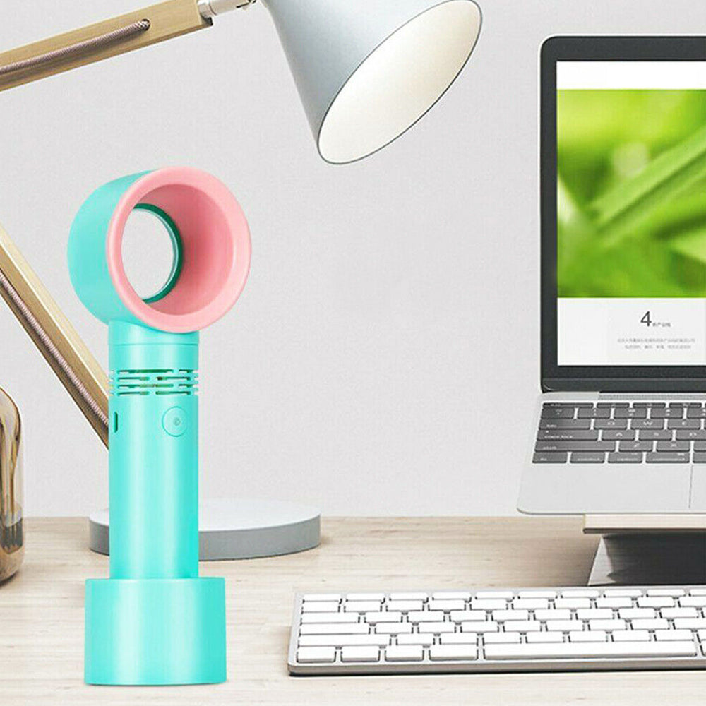 360 Degree Mute Portable Bladeless Hand Held Mini No Leaf Handy Fan USB Cooler