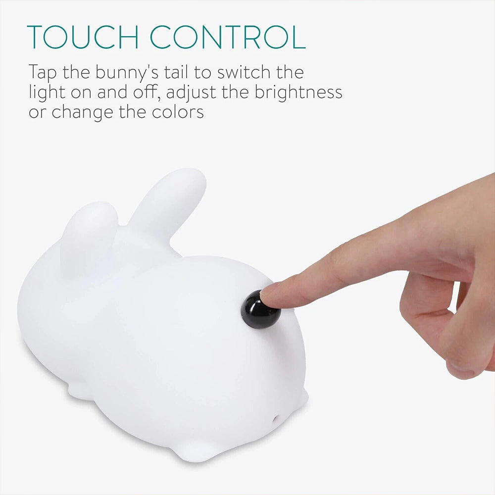 Soft Silicone Bunny Lamp – Rechargeable LED Night Light with RGB Remote