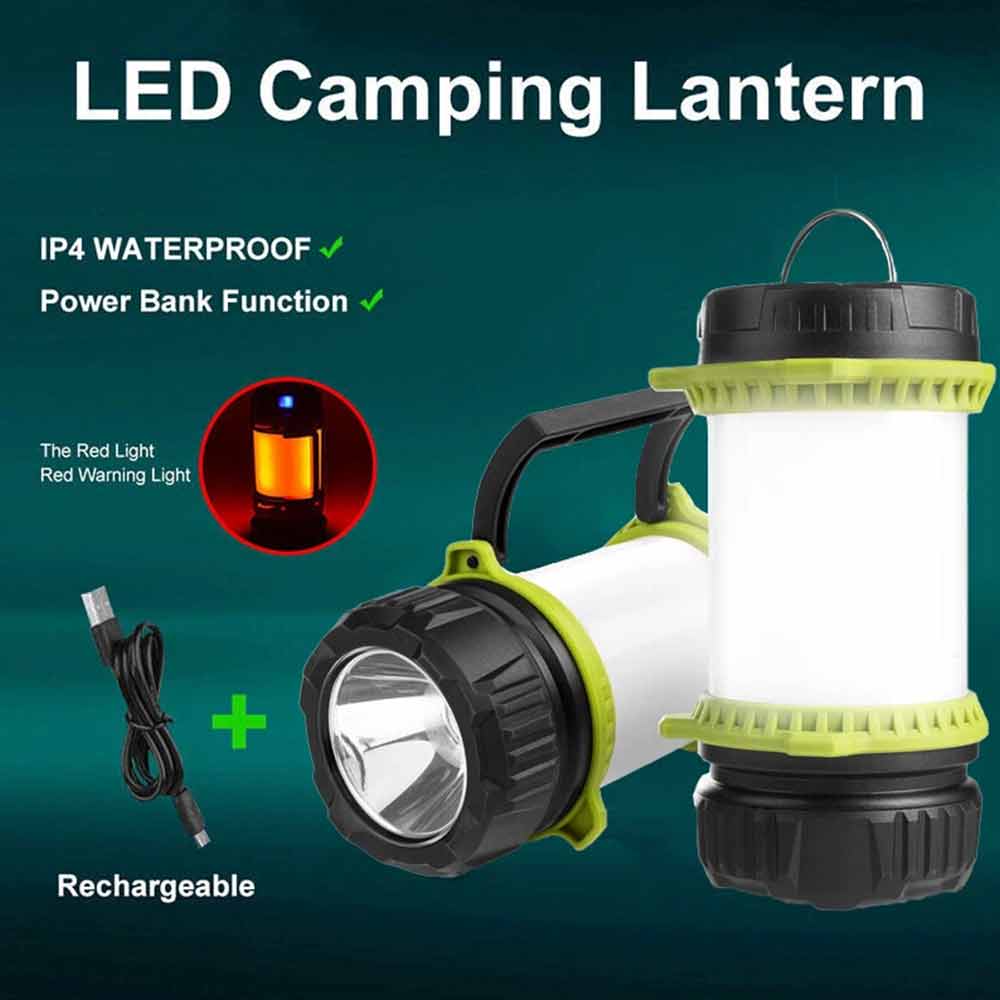 LED Camping Lantern & Power Bank – Rechargeable Tent Light, 6 Modes