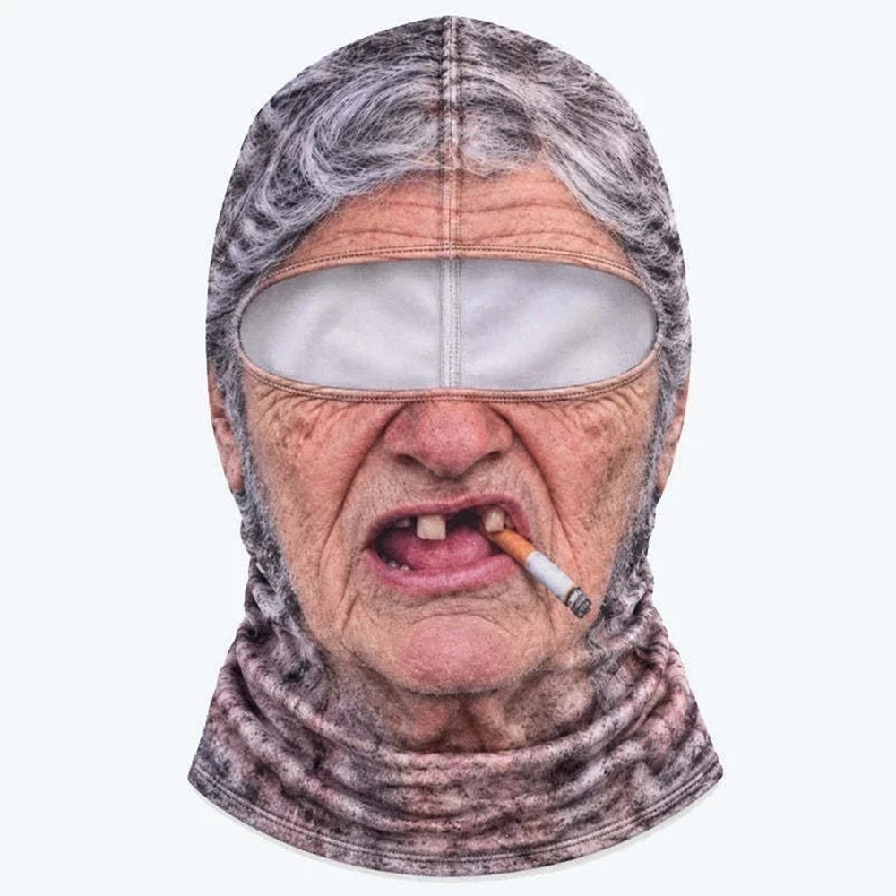 Funny Face Balaclava – 3D Old Man Ski Mask for Motorcycle & Snowboard