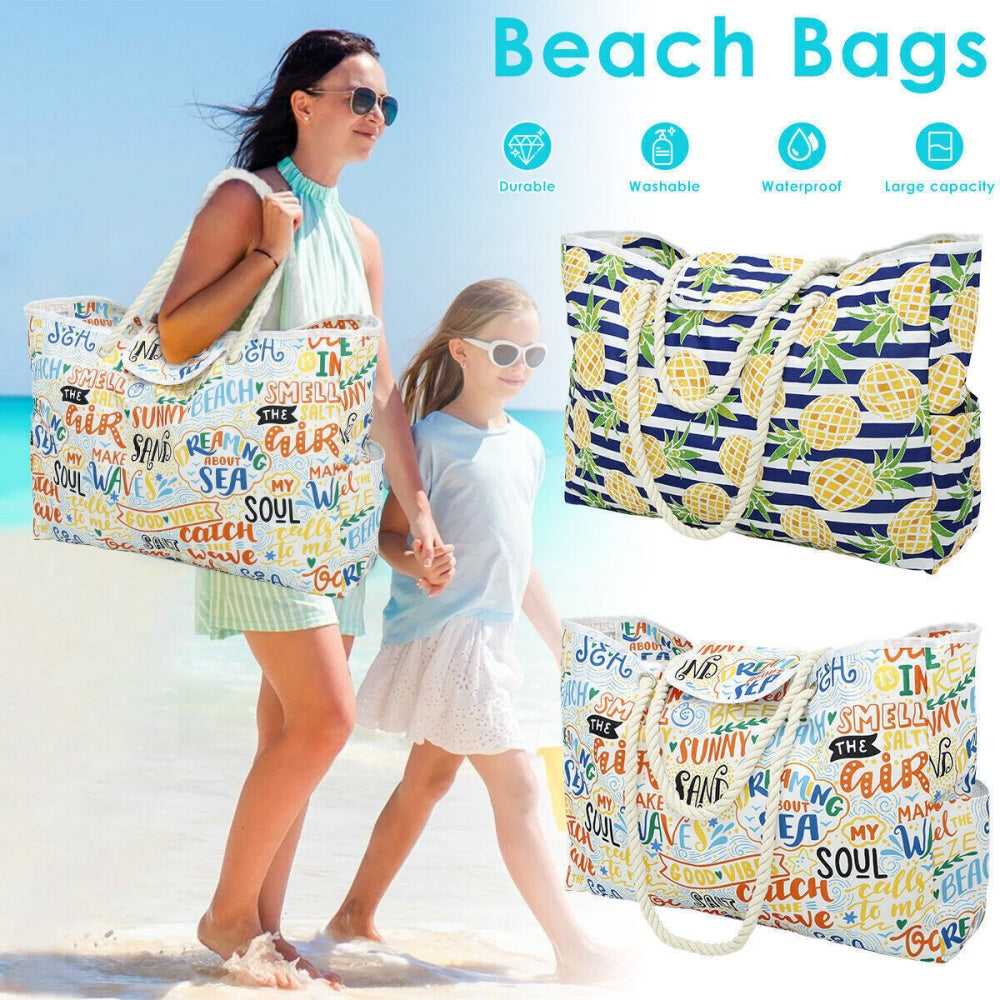 "Beach Waterproof Bags for Women Tote Bag Extra Large with Zip for Travel Swim
"