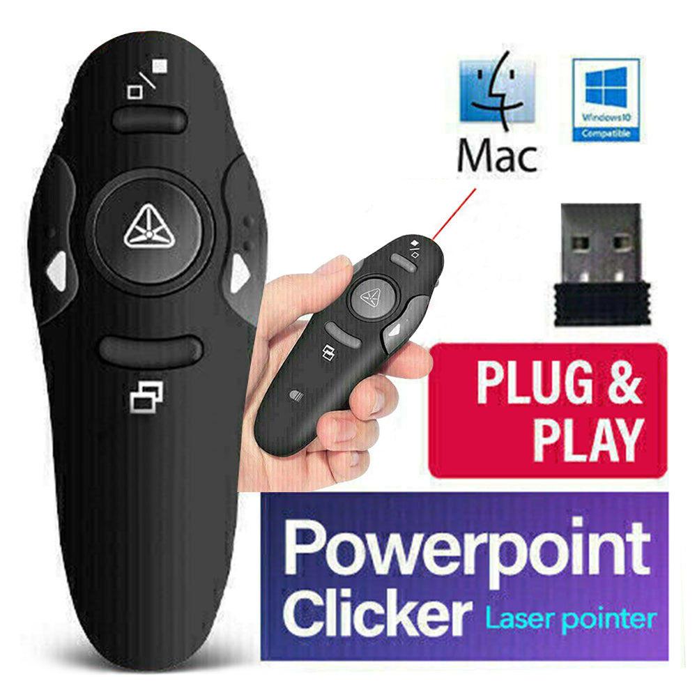 Wireless PowerPoint Presenter – 2.4GHz Presentation Remote with Red Laser Pointer & Page Control
