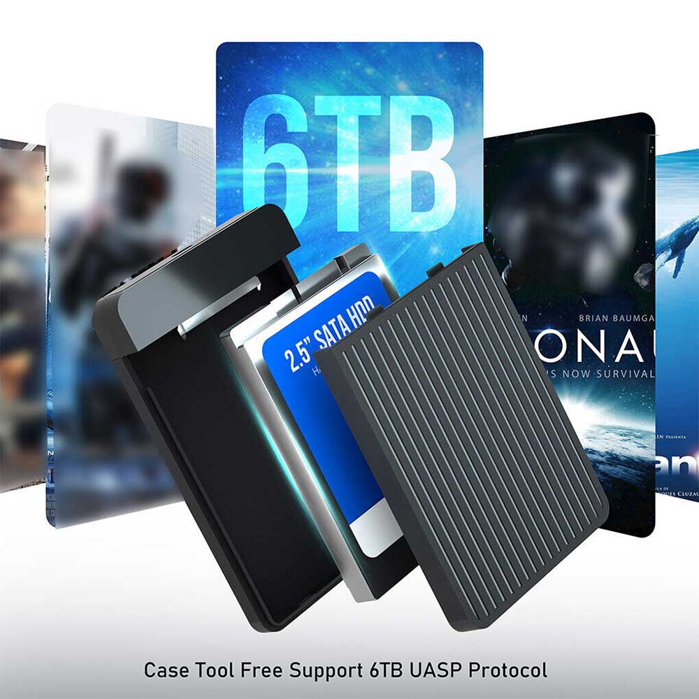 USB 3.0 Type-C Portable External Hard Drive Disk Case SATA HDD SSD 6Gbps