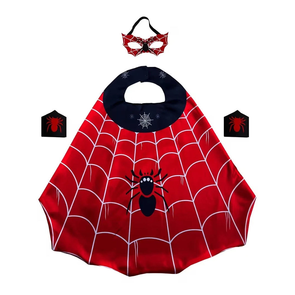 Spider-Man Kids Costume – 4PCS Cape & Mask Fancy Dress Kit for Boys Girls