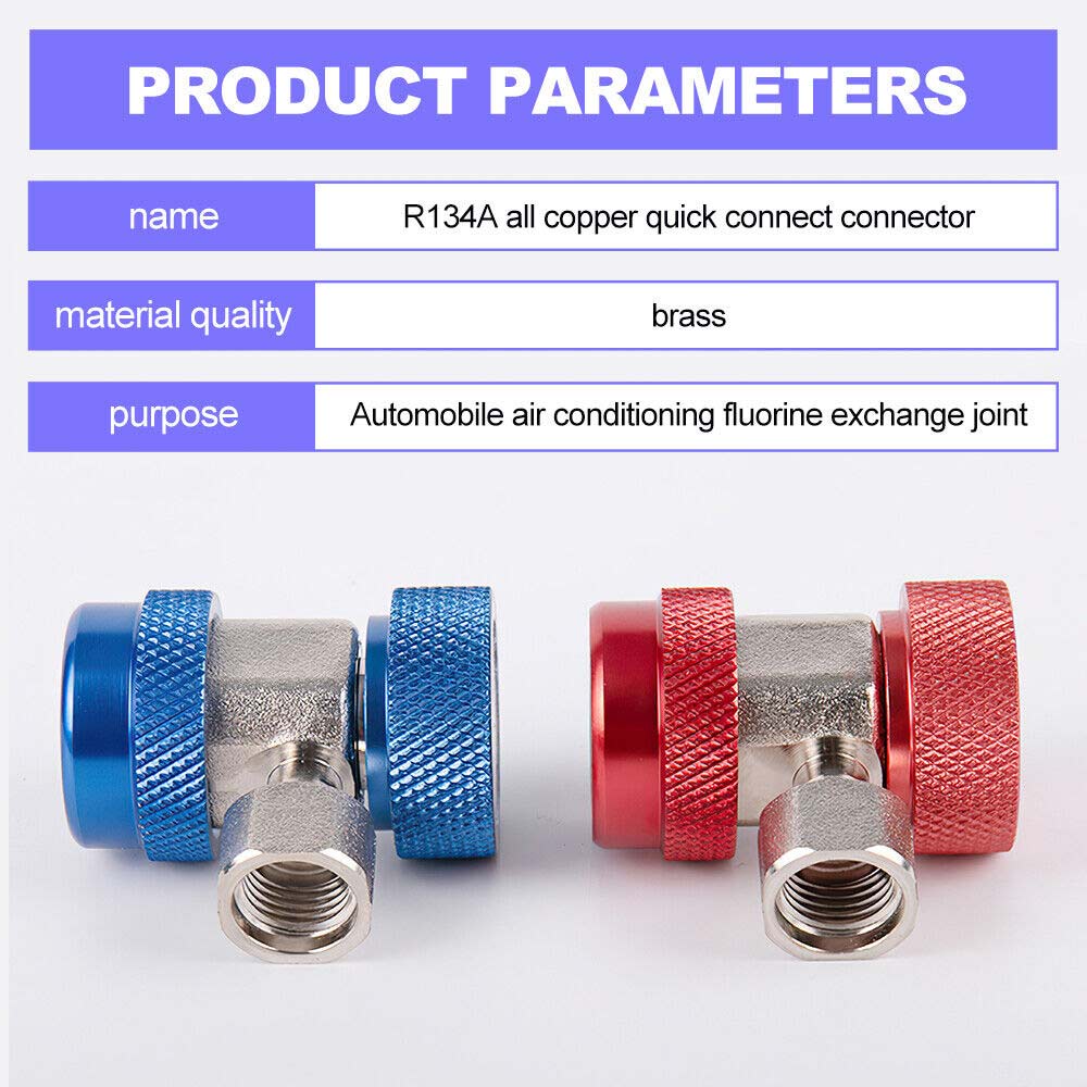 2pcs R134A A/C Air Condition Coupler Adapter High Low Manifold Gas Connector