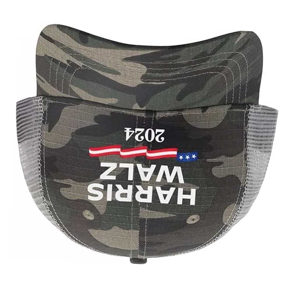 Harris Walz Hat 2024 Election Camo Trucker Cap Kamala President Democrat Gift