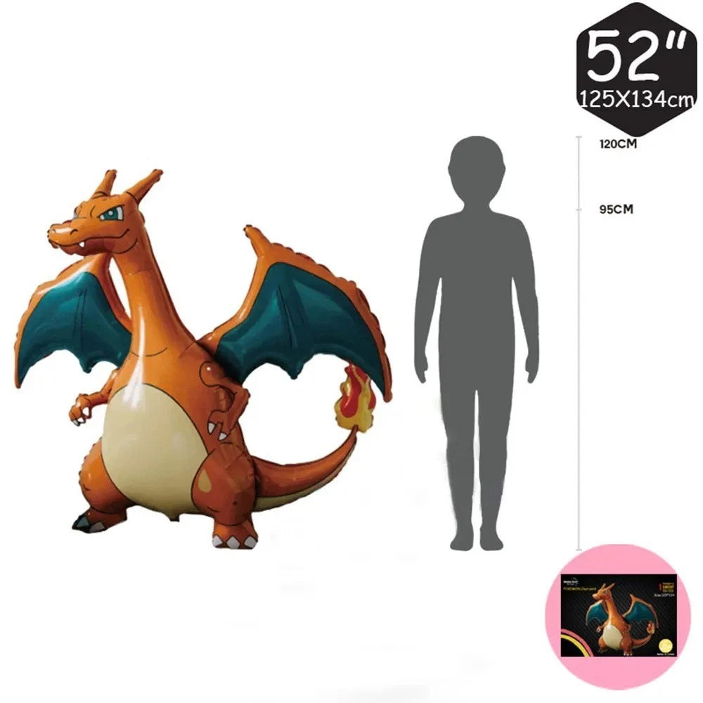 52" Giant Charizard Foil Balloon – Cartoon Party Decoration for Birthday & Events