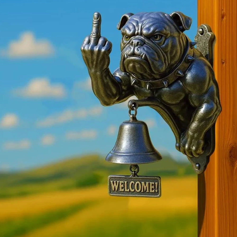 Funny Bulldog Doorbell Middle Finger Bulldog Design Rustic Cast Iron Doorbell Door Ring