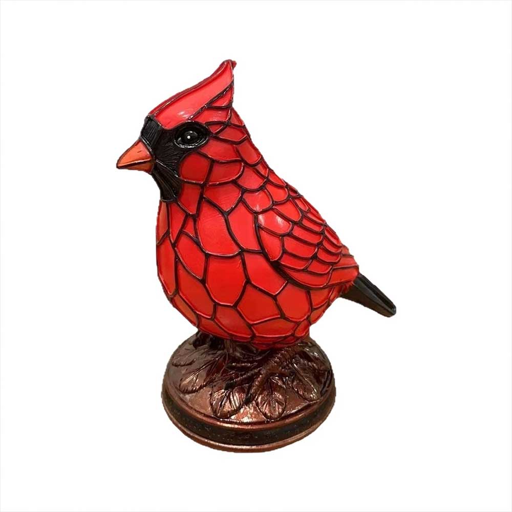 Cardinal Table Lamp - Handcrafted Red Resin Bird Night Light for Bedroom & Living Room Decor