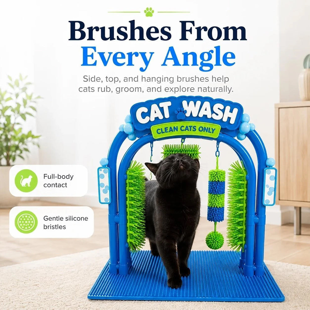 Cat Car Wash Scratcher – Self-Grooming Station for Cats, Brushing & Play
