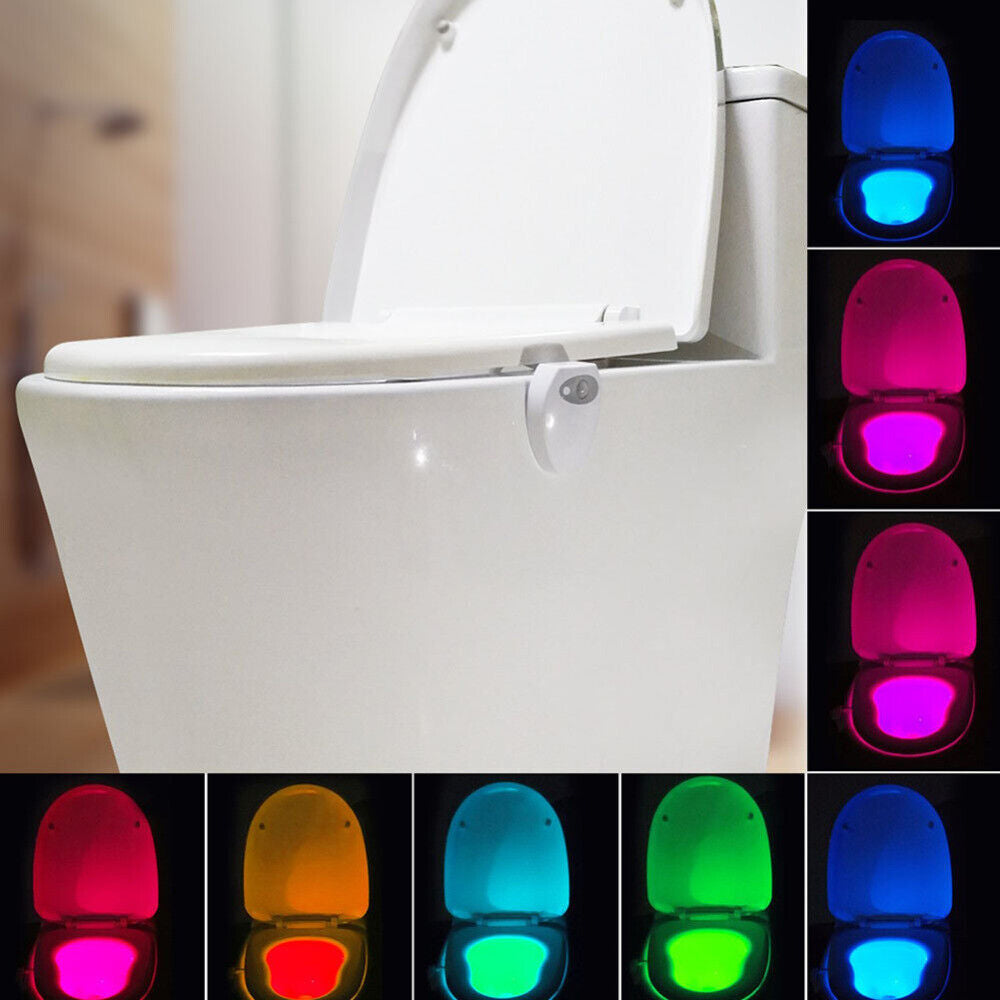 USB Rechargeable LED Toilet Bowl Night Light 16 Colors Waterproof Motion Sensor