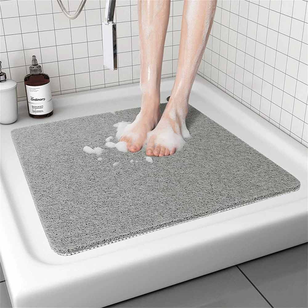 Grey Loofah Shower Mat – Non-Slip, Quick Dry, Super Absorbent & Anti-Mould, 60x40cm