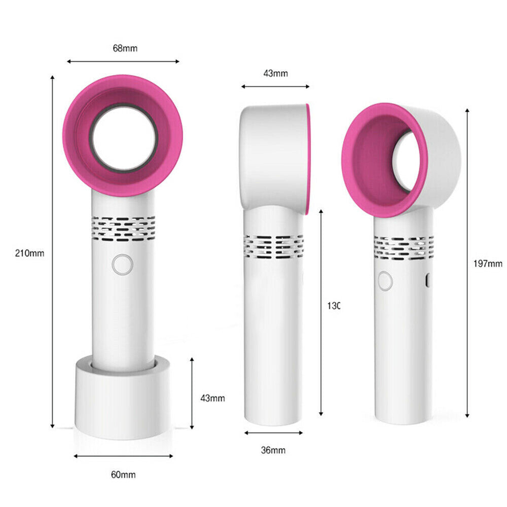 360 Degree Mute Portable Bladeless Hand Held Mini No Leaf Handy Fan USB Cooler