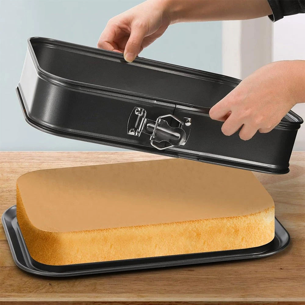 28CM Cake Tin Rectangular Non Stick Spring Form Baking Bake Tray Bakeware