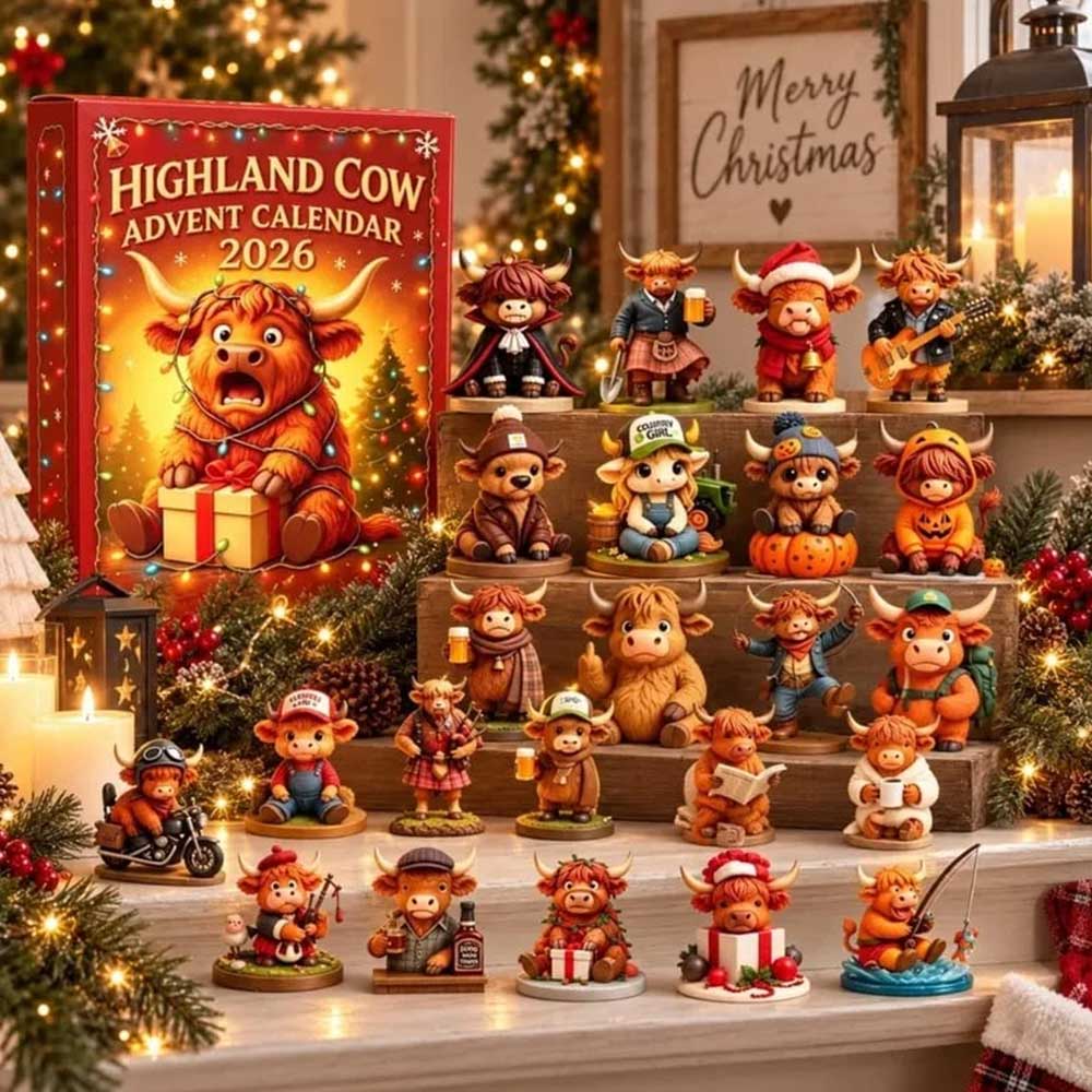 24-Day Highland Cow Advent Calendar – 3D Silicone Figures Christmas Countdown