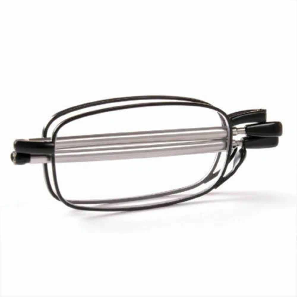 Folding Reading Glasses – +1.5 +2.0 Black Frame, Compact with Carry Case for Men
