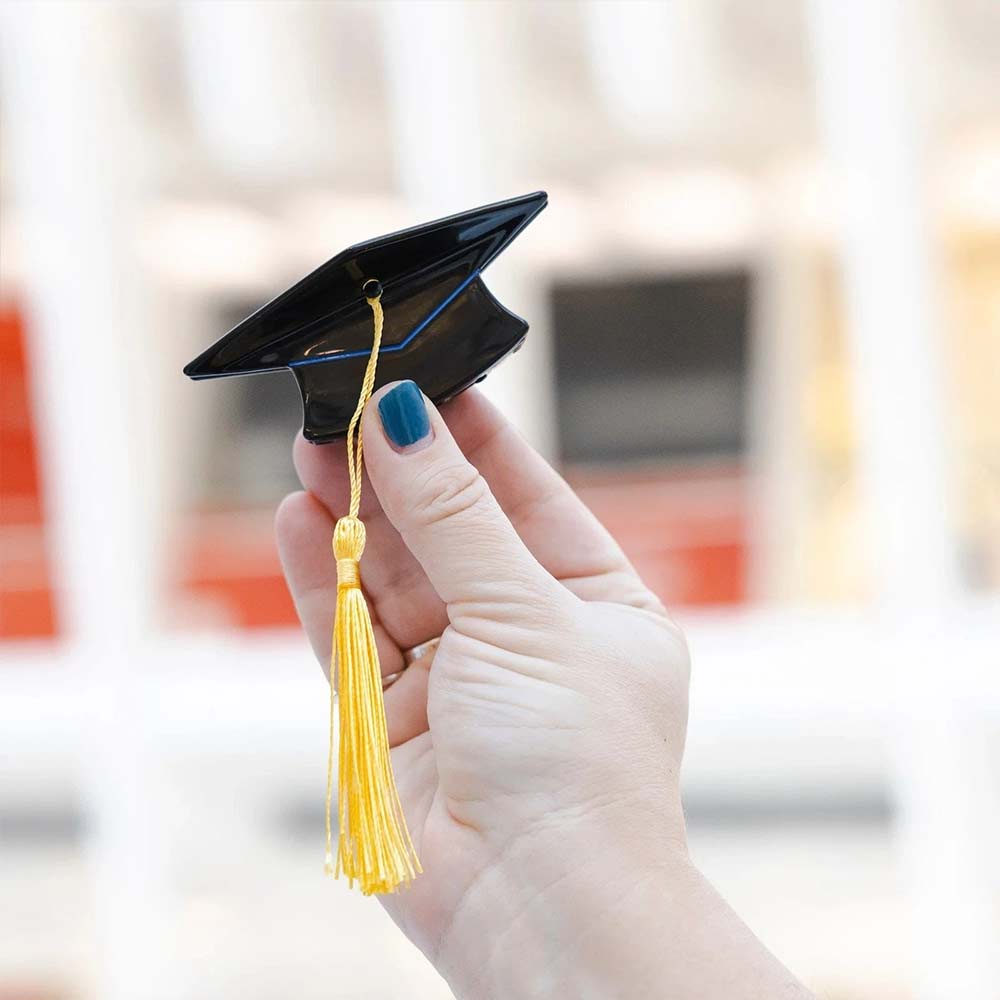 2X Graduation Cap Tassel Hair Clip - Mini Graduation Cap Hair Claw for Graduation Decor