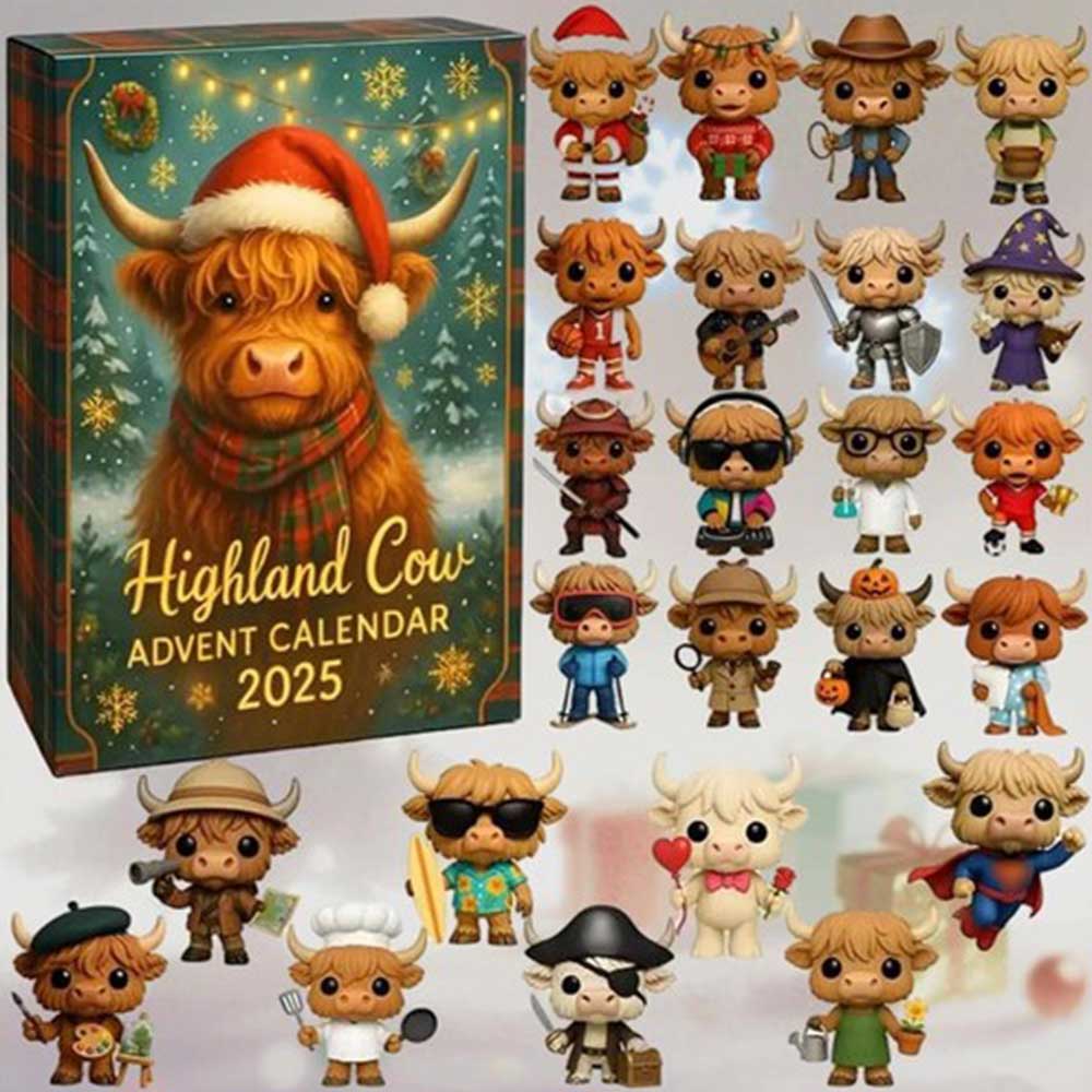 2025 Highland Cow Advent Calendar - 24 Days of Adorable 2D Surprises & Christmas Countdown