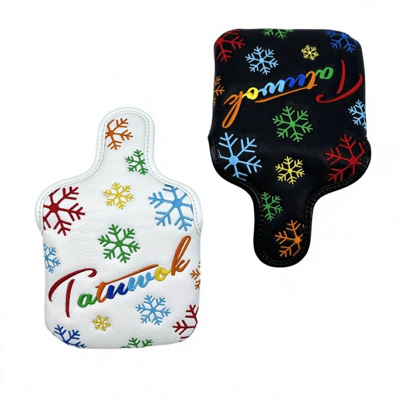 Golf Mallet Putter Cover – Snowflake Embroidered PU Leather Headcover