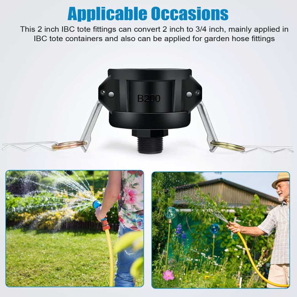 IBC Tote Tank Drain Adapter – 2" Cam Lock to 3/4" Garden Hose for 275/330 Gallon Tanks
