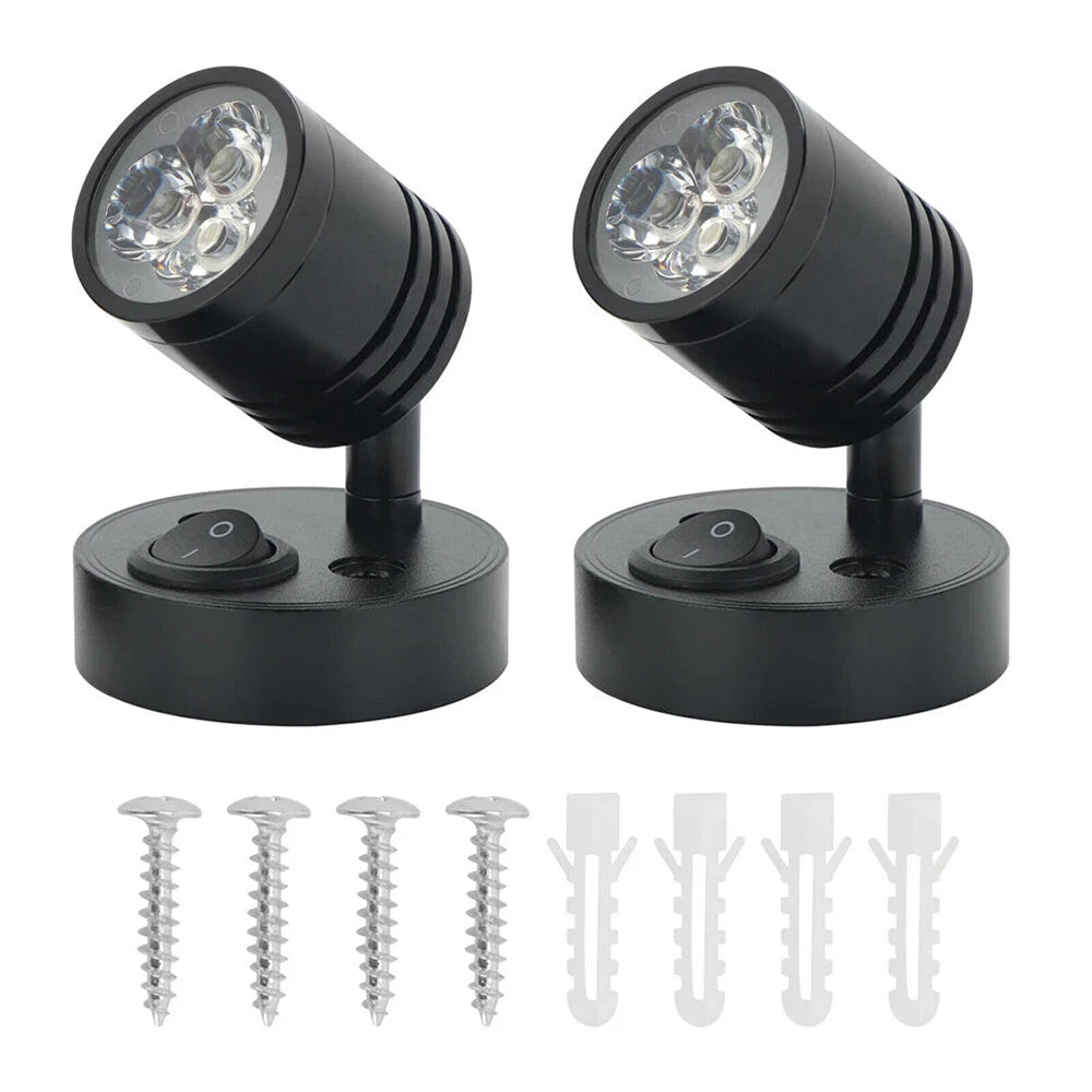 2x LED Reading White Light Camper Caravan Van Motorhome Boat Interior Spot Lamp 12V
