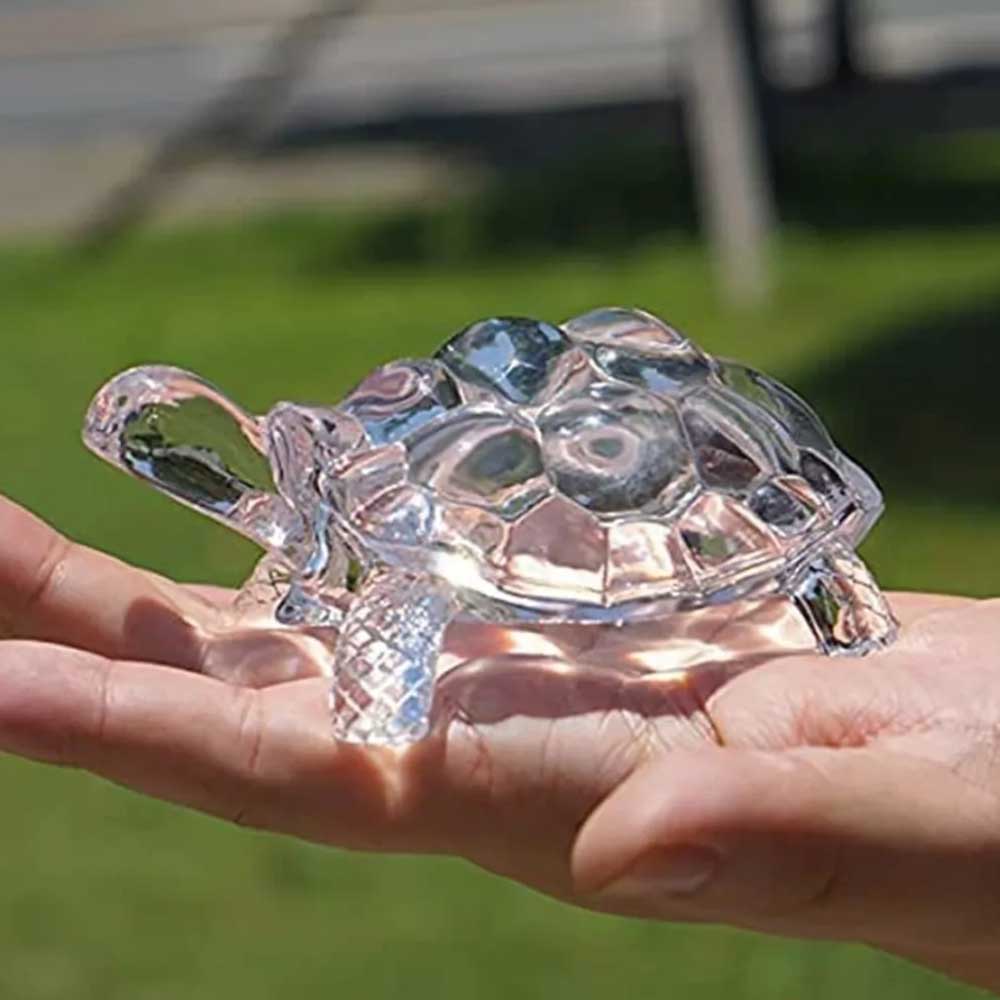 Crystal Glass Turtle Figurine – Miniature Tortoise Statue, Chinese Lucky Feng Shui