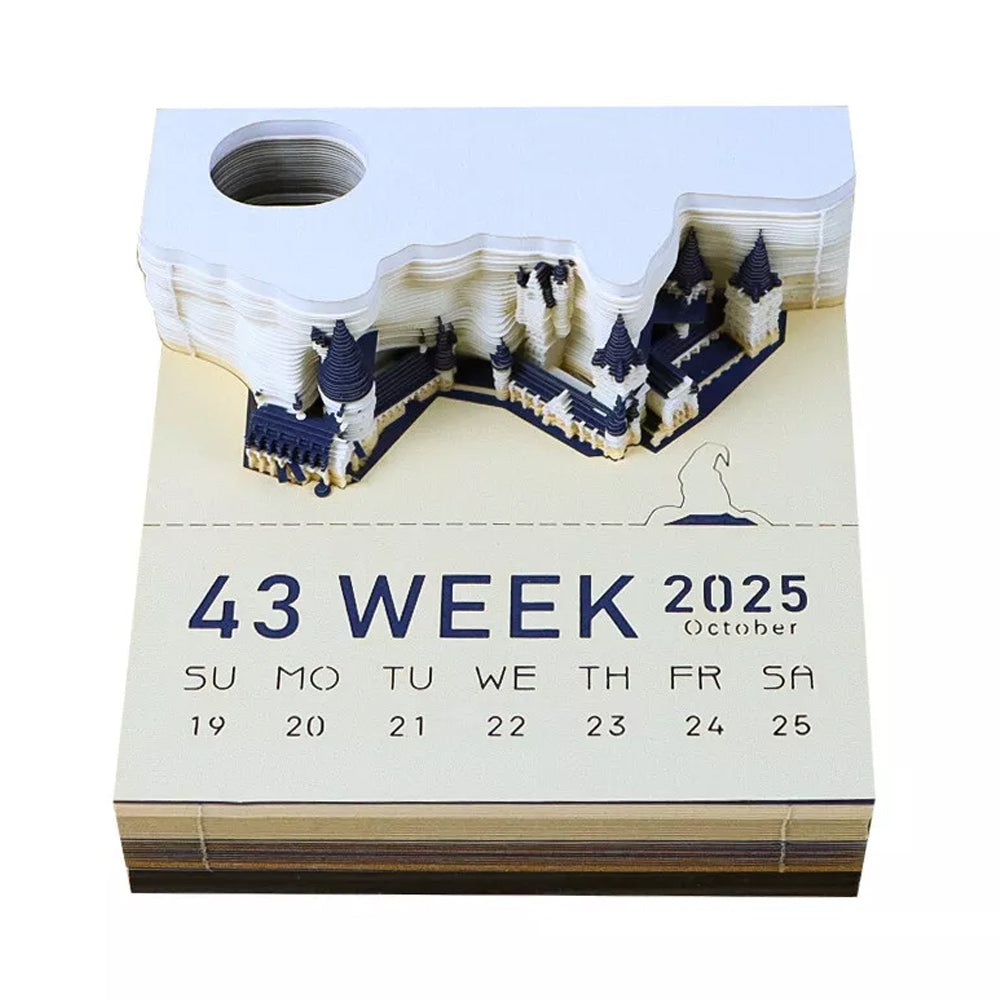 2025 3D Calendar with LED Light Paper Carving Art Memo Pad Notepad Novelty Gift