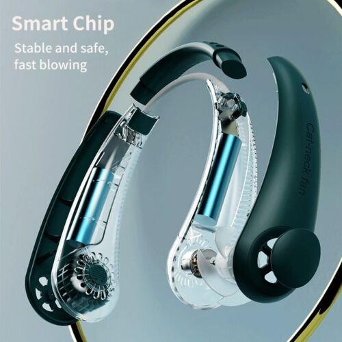 Bladeless Portable USB Neck Fan Cooler Rechargeable Dual Effect Cooling Neckband