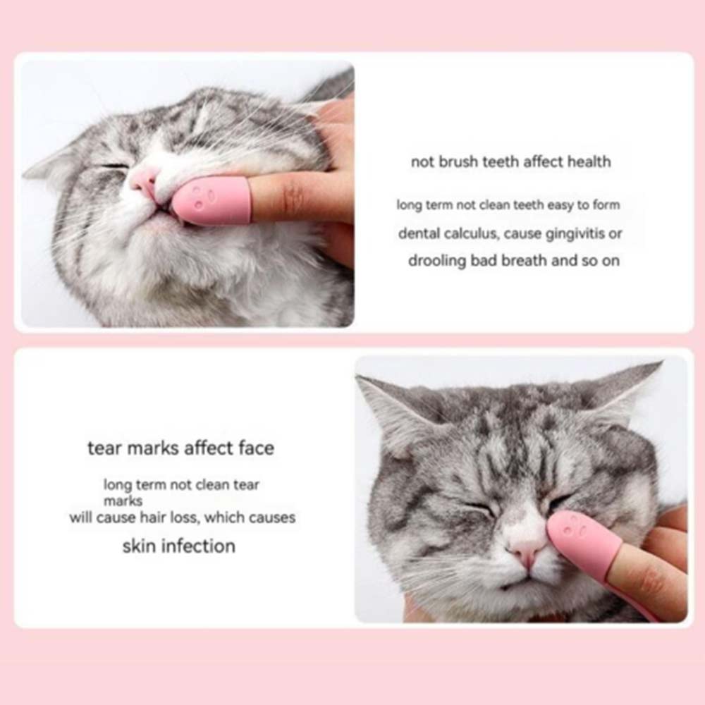 5PCS Pet Finger Toothbrush Dog Cat Silicone Teeth Cleaning Brush Soft Care Tool