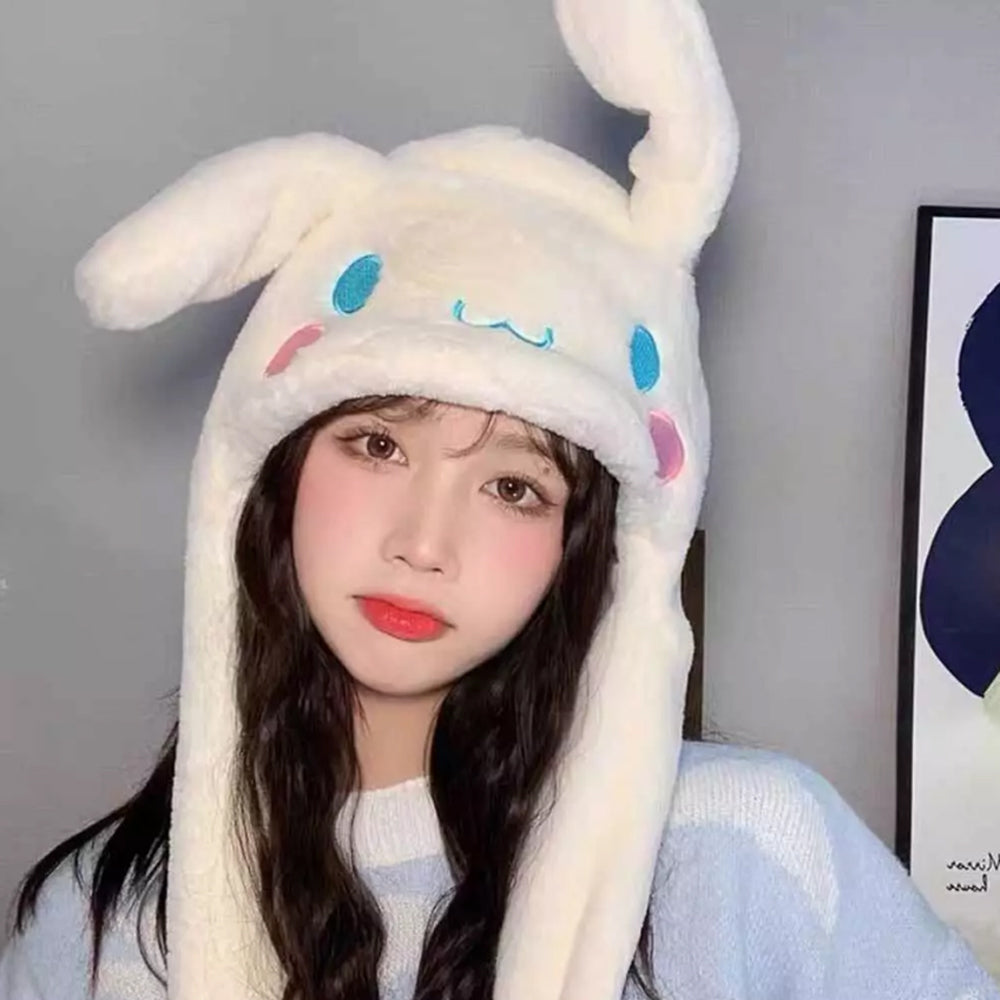 Soft Plush Cap Cute Cinnamoroll Moving UP Ears Hat Cosplay Girl Xmas Gift