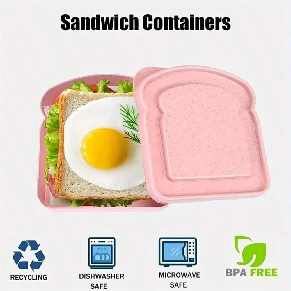 2-Pack Sandwich Storage Box - Reusable Lunch Container for Bread & Snacks