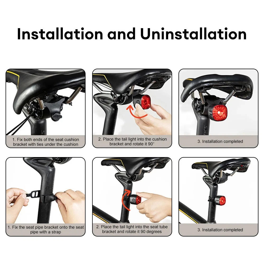 Mountain Bike Cycling LED Tail Light USB Rechargeable Bicycle Brake Rear Light