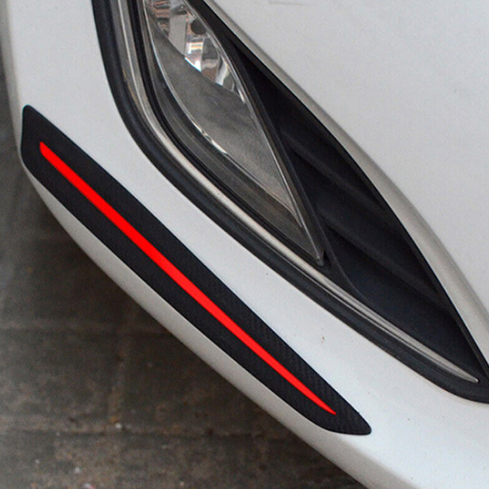 2Pcs Carbon fibre Car Bumper Protection Sticker Strips Anti Scratch Corner Guard
